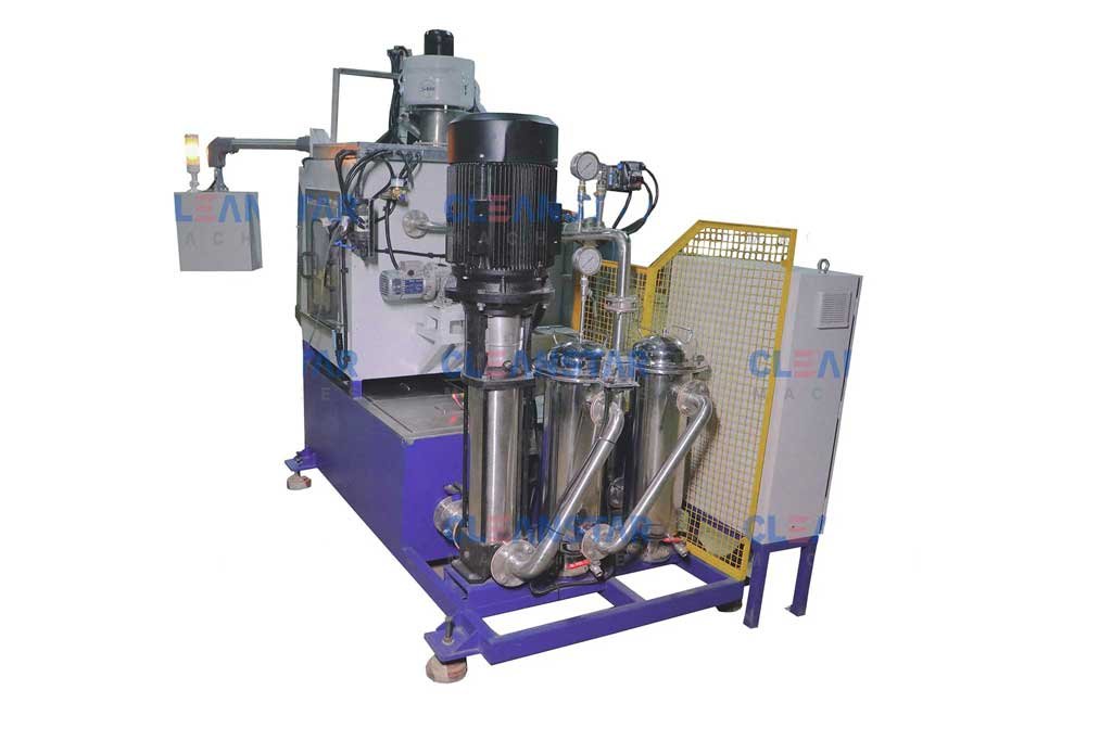back view of cage rotation type component cleaning machine