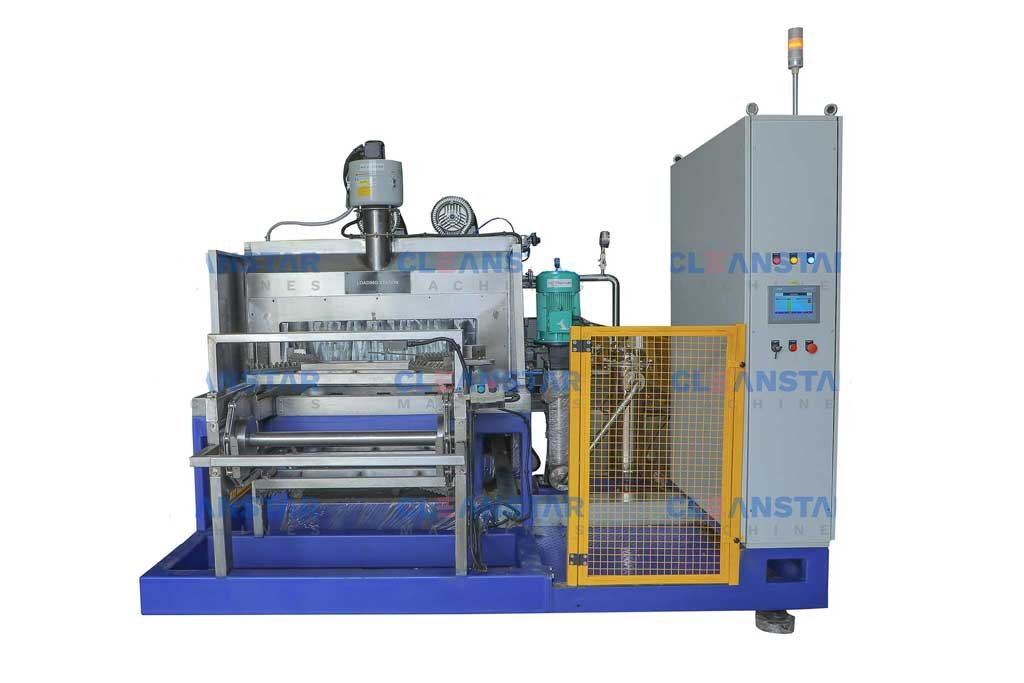backview of conveyor type railway wheel cleaning machine