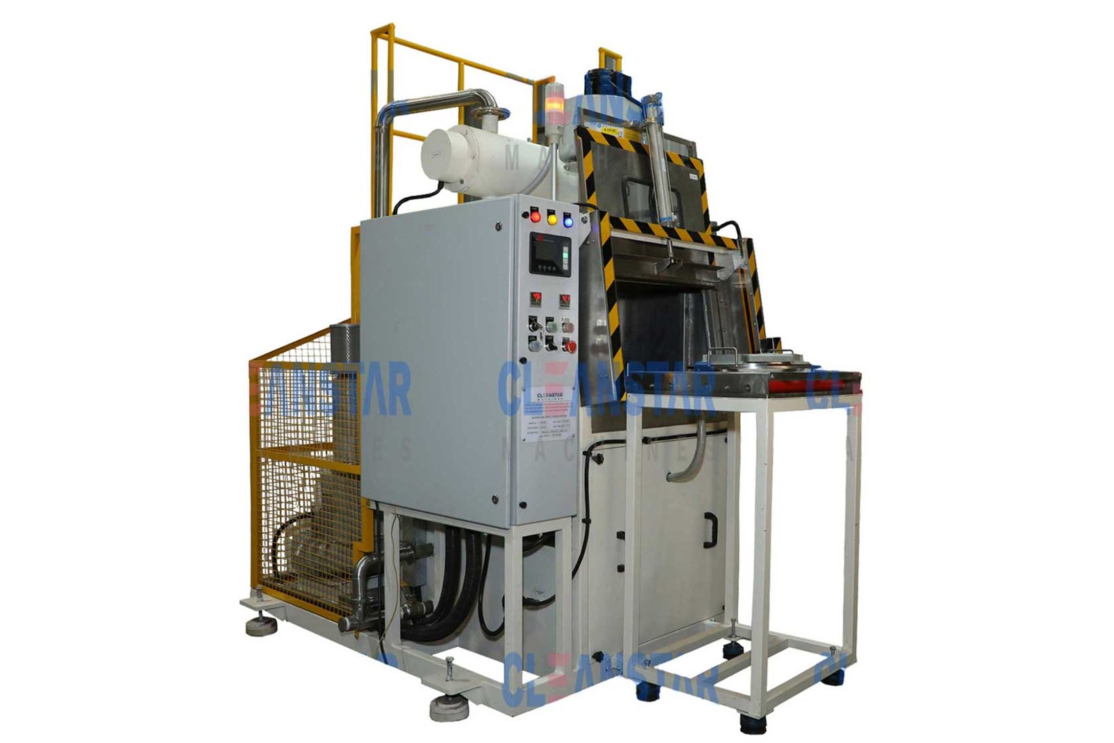 side view of front load component cleaning machine