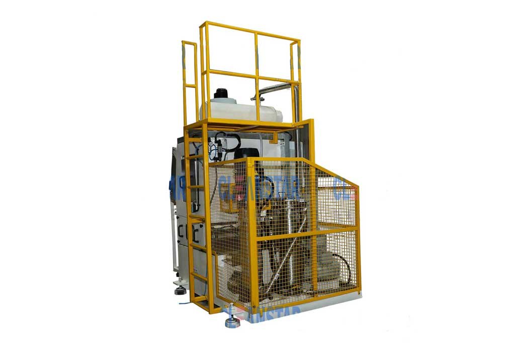back view of front load component cleaning machine